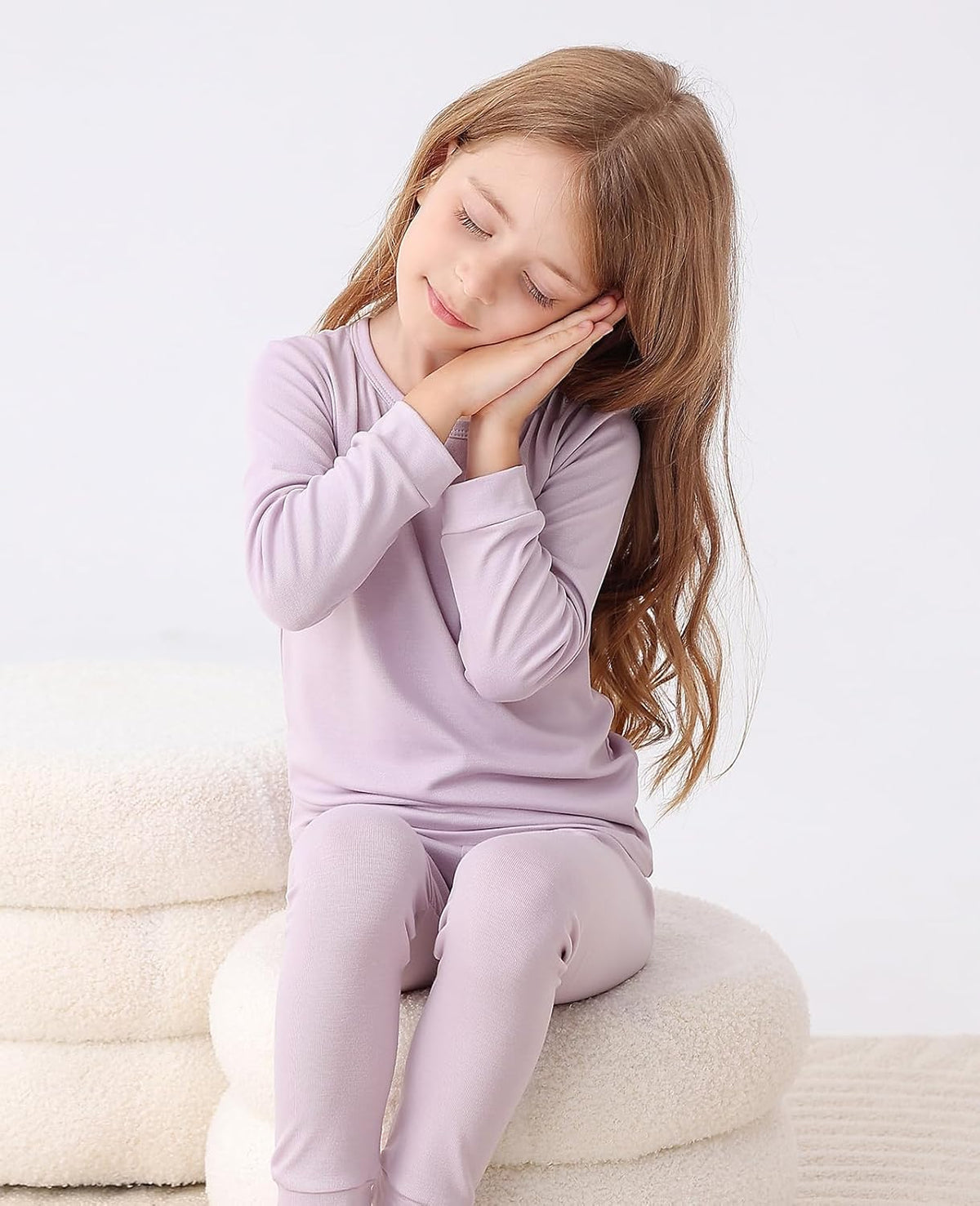 JunNeng Bamboo Viscose Pajamas for Toddler Baby, Boys Girls Solid Snug Fit Pajamas Long Sleeve