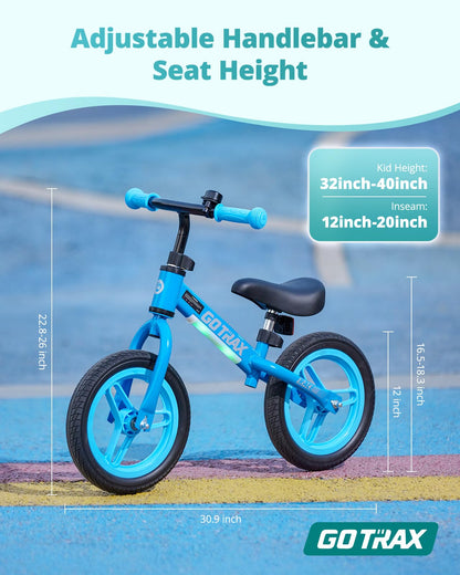 Gotrax KS12 Toddler Balance Bike, 12" No-Pedal Bike for Boys&Girls Ages 2-5