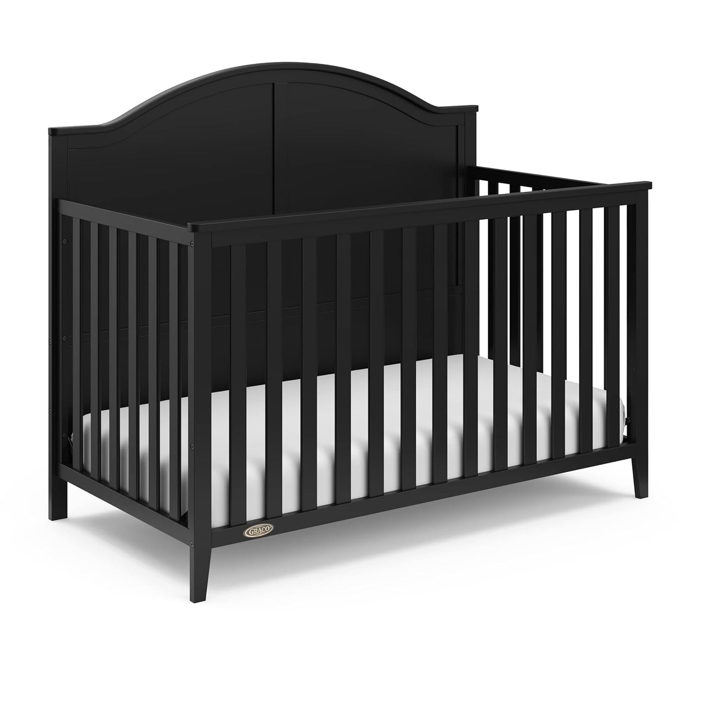 Graco Wilfred 5-in-1 Convertible Crib (Black) – GREENGUARD Gold Certified, Converts to Toddler Bed