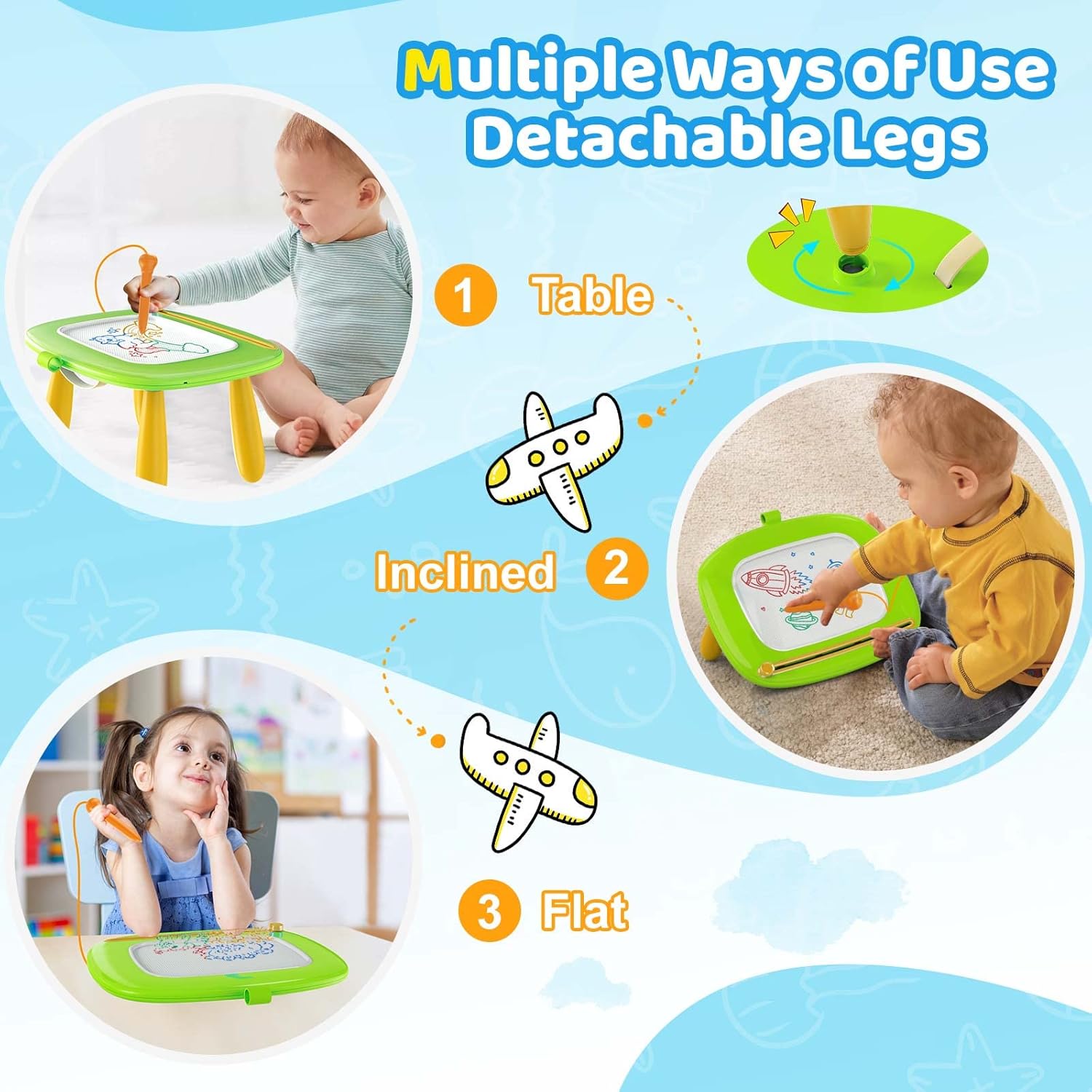Kikidex Magnetic Drawing Board, Toddler Girl Toys for 1-2 Year Old, Doodle Board Pad Learning and