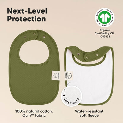 8-Pack Organic Baby Bibs for Girls, Boys - Quilted Cotton Cloth Baby Drool Bibs for Drooling and