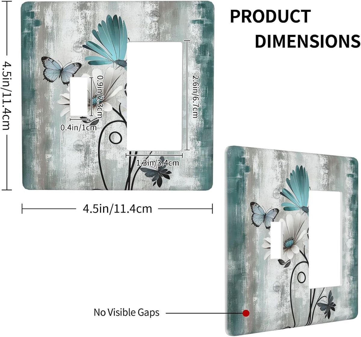 Outlet Covers Rustic Teal Daisy Floral Flowers Butterfly Wood Grain 1 Toggle 1 Rocker Combination