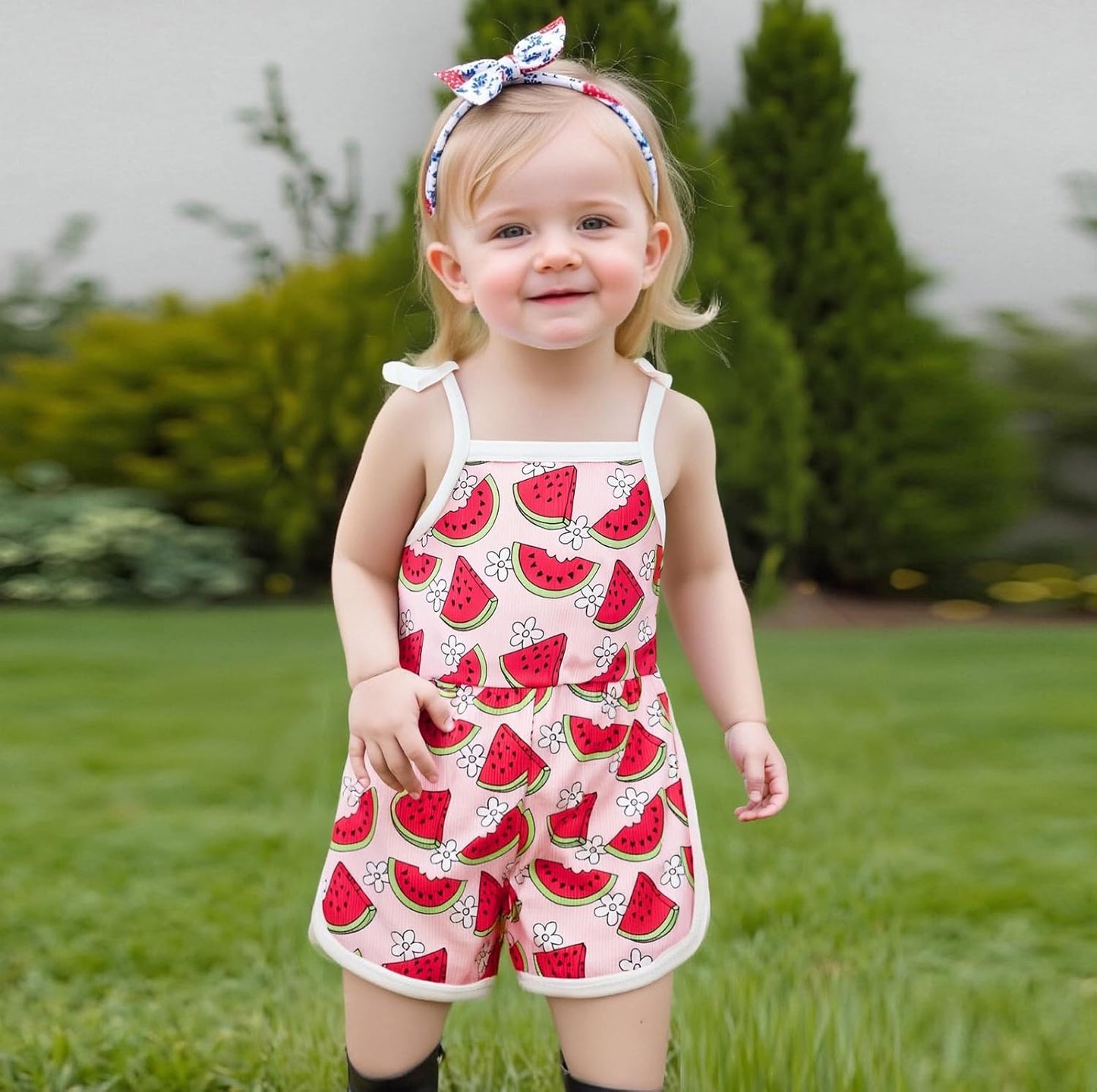 WZTYYDS Toddler Baby Girl Summer Clothes Floral Romper Tie-Up Strap Halter Jumpsuit Infant Summer