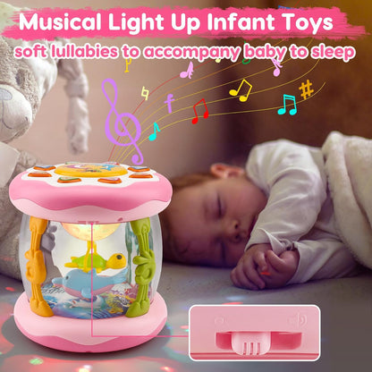 Baby Musical Light Up Toys 0-6 Months Tummy Time Ocean Projector Rotating Infant 0-3 4 5 6 7 8 9