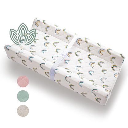 Organic Cotton Contoured Baby Changing Pad w/Waterproof Foam Mattress, Includes Soft, Removable &