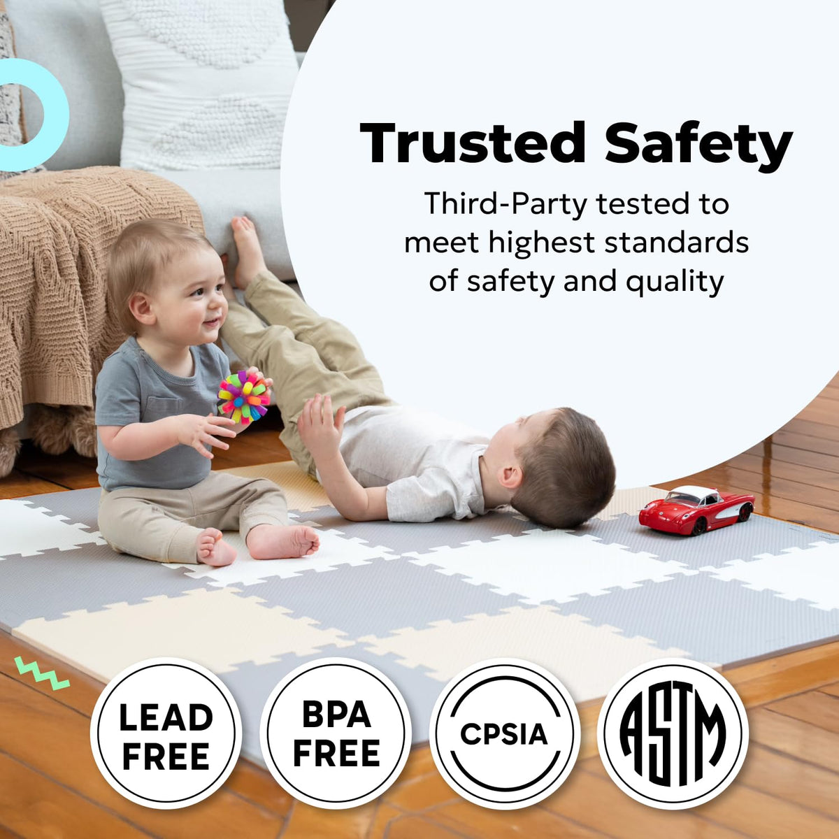 MioTetto Baby Play Mat, Soft Foam Floor Tiles for Kids. Adjustable Interlocking Foam Tiles, Fits