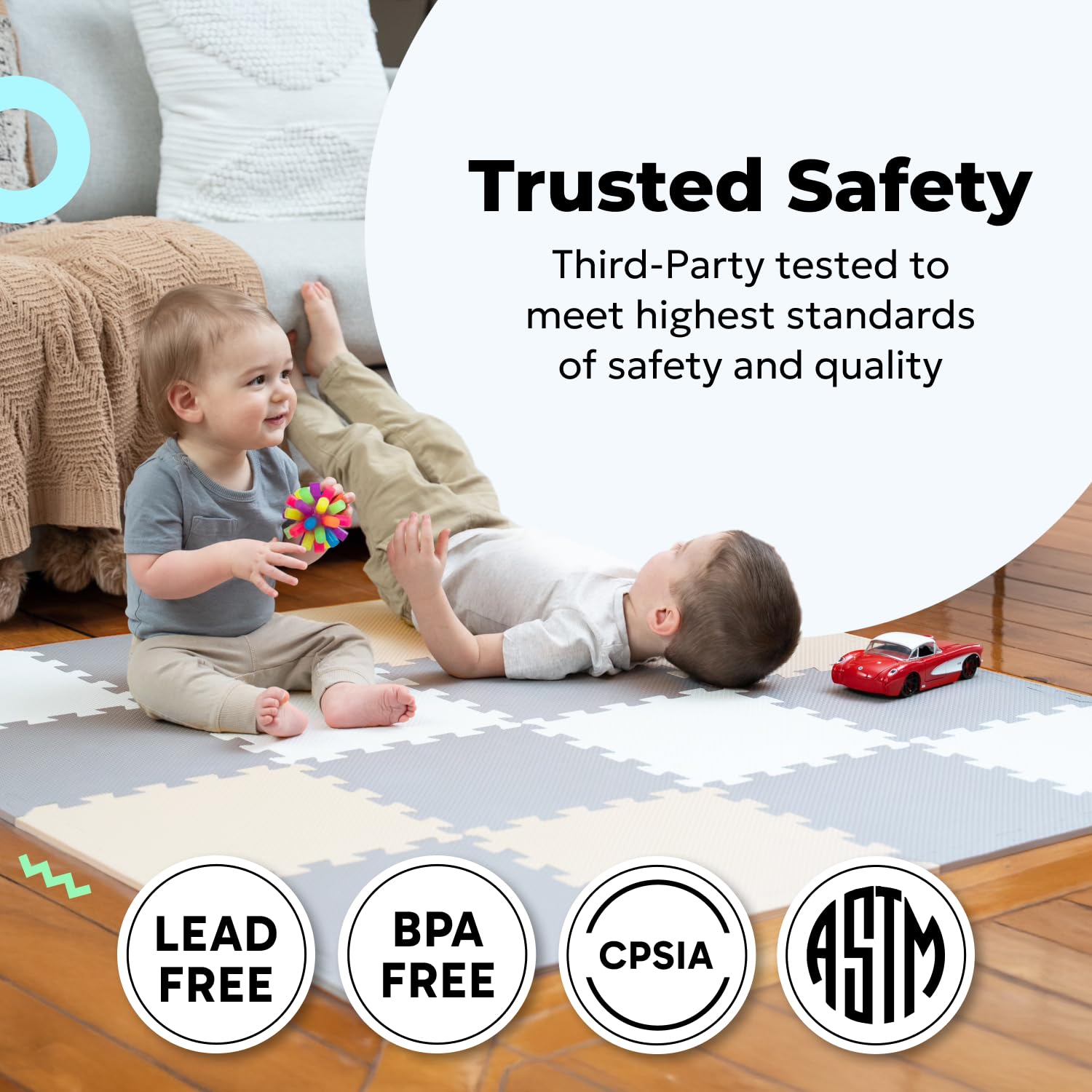 MioTetto Baby Play Mat, Soft Foam Floor Tiles for Kids. Adjustable Interlocking Foam Tiles, Fits
