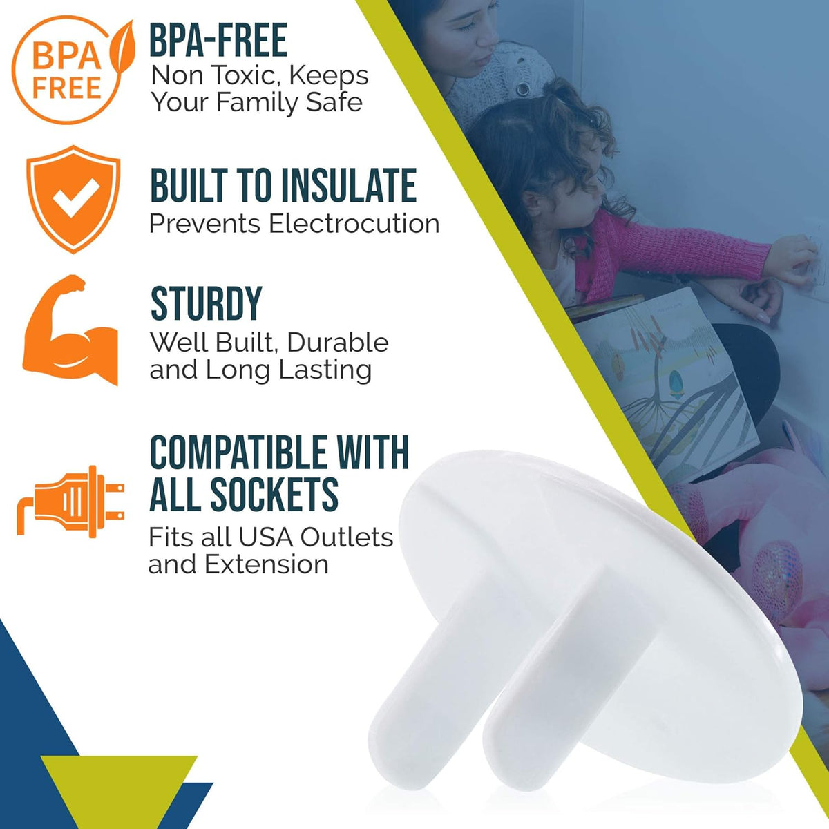 Outlet Covers Baby Proofing (50 Pack) Safe & Secure Electric Plug Protectors | Sturdy Childproof
