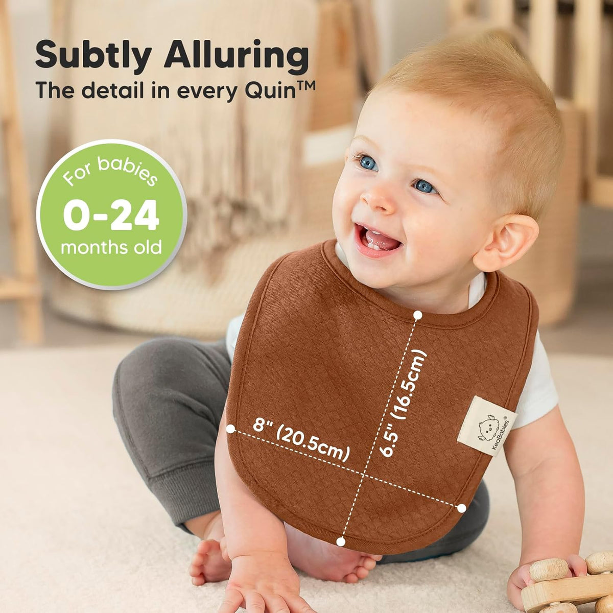 8-Pack Organic Baby Bibs for Girls, Boys - Quilted Cotton Cloth Baby Drool Bibs for Drooling and