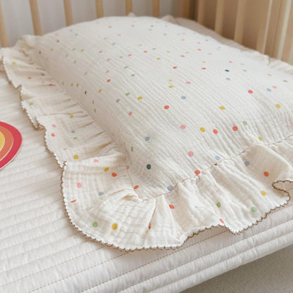 BuLuTu Kids Toddler Pillowcases Muslin Cotton Toddler Pillow Cases Colorful Dots Pattern, Girls