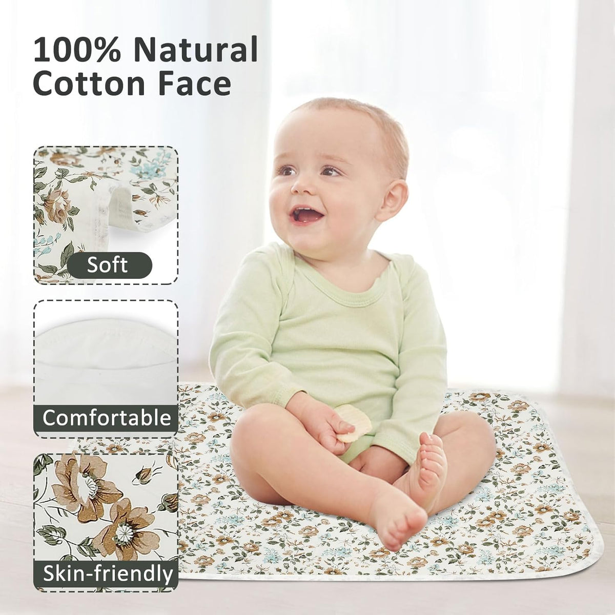 Baby Diaper Changing Pad, 21 5/8" x 31.5" Waterproof Changing Pad Liners - Reusable Soft and