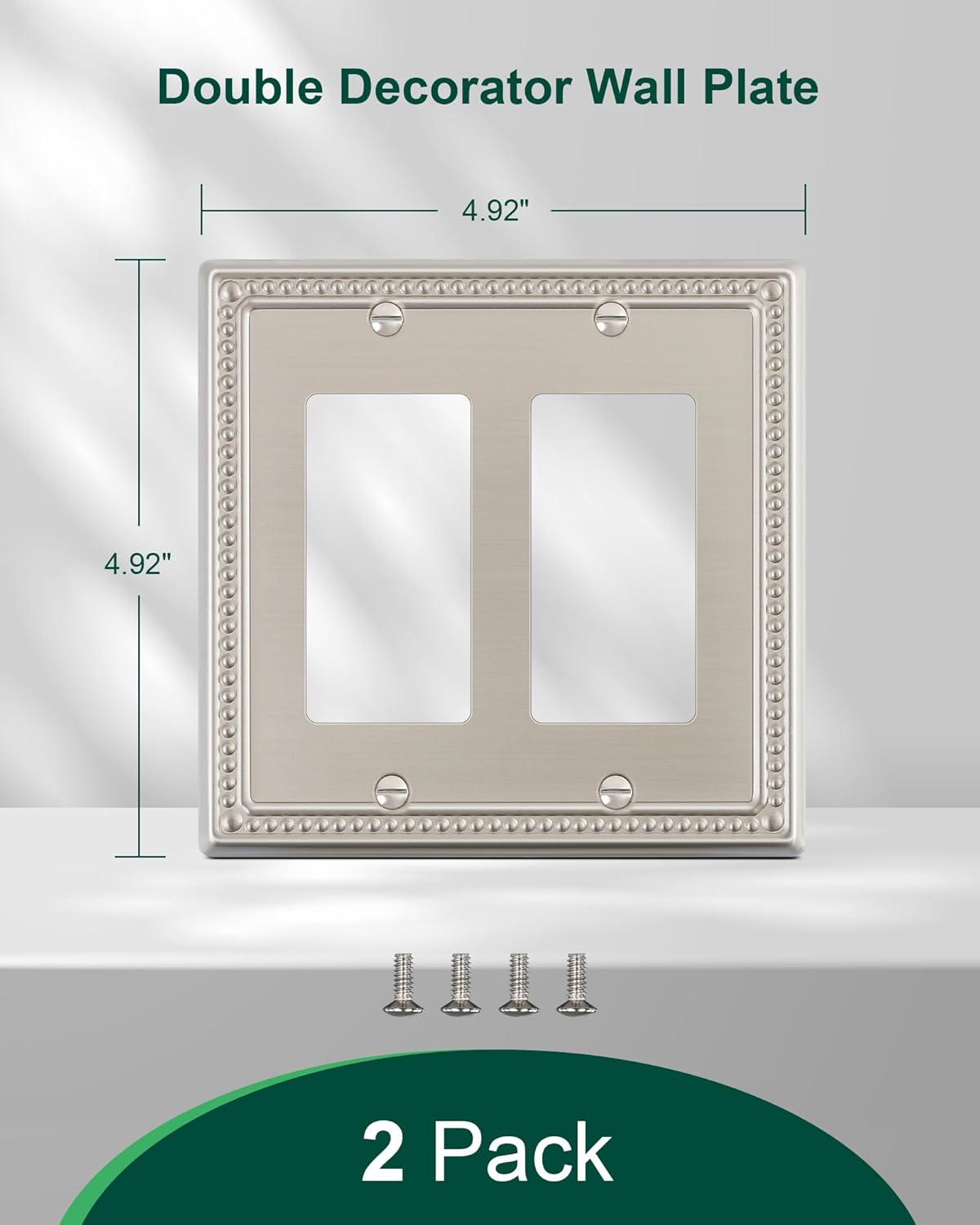 2-Pack Double Decorator Outlet Cover Plate, Pearls Decorative Switch Plates and Outlet Covers, 2