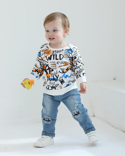 Toddler Baby Boy Outfits Fall Winter Clothes Color Block Long Sleeve Sweatshirt Tops + Jogger Pants