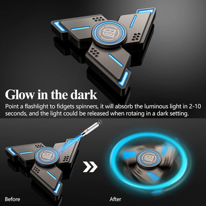 ATESSON Fidget Spinners Toy,3 to 5 min Spins,Gray Metal with Blue Luminous High Speed Bearing