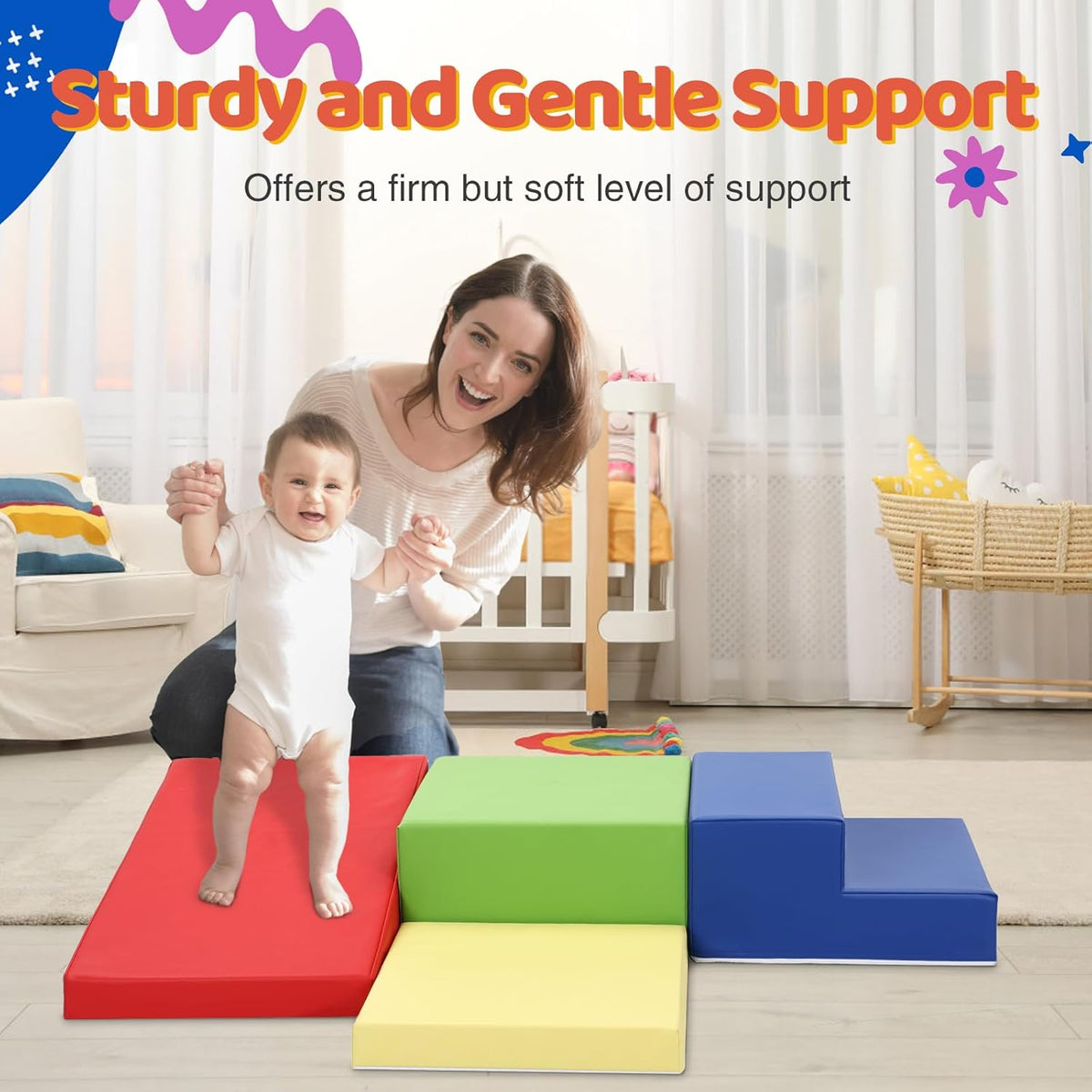 4-Piece PU Leather Baby Foam Climbing Blocks for Toddlers - Soft Play Climbing Toys for Toddlers