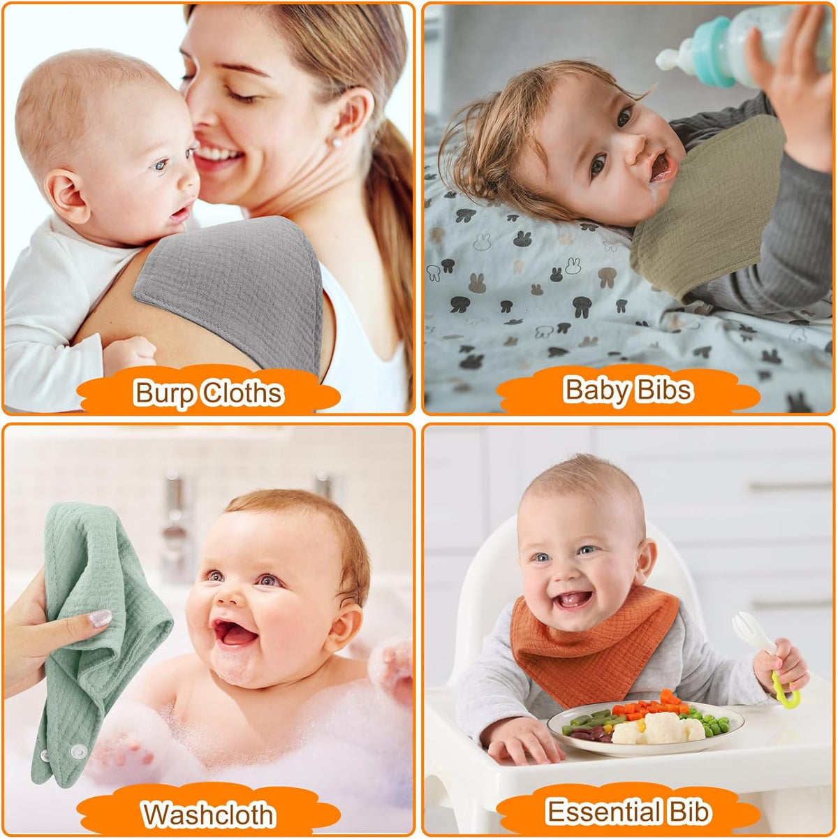 Accmor 10 Pack Muslin Baby Bibs 100% Cotton Bandana Drool Bibs for Baby Girls BoysTeething and