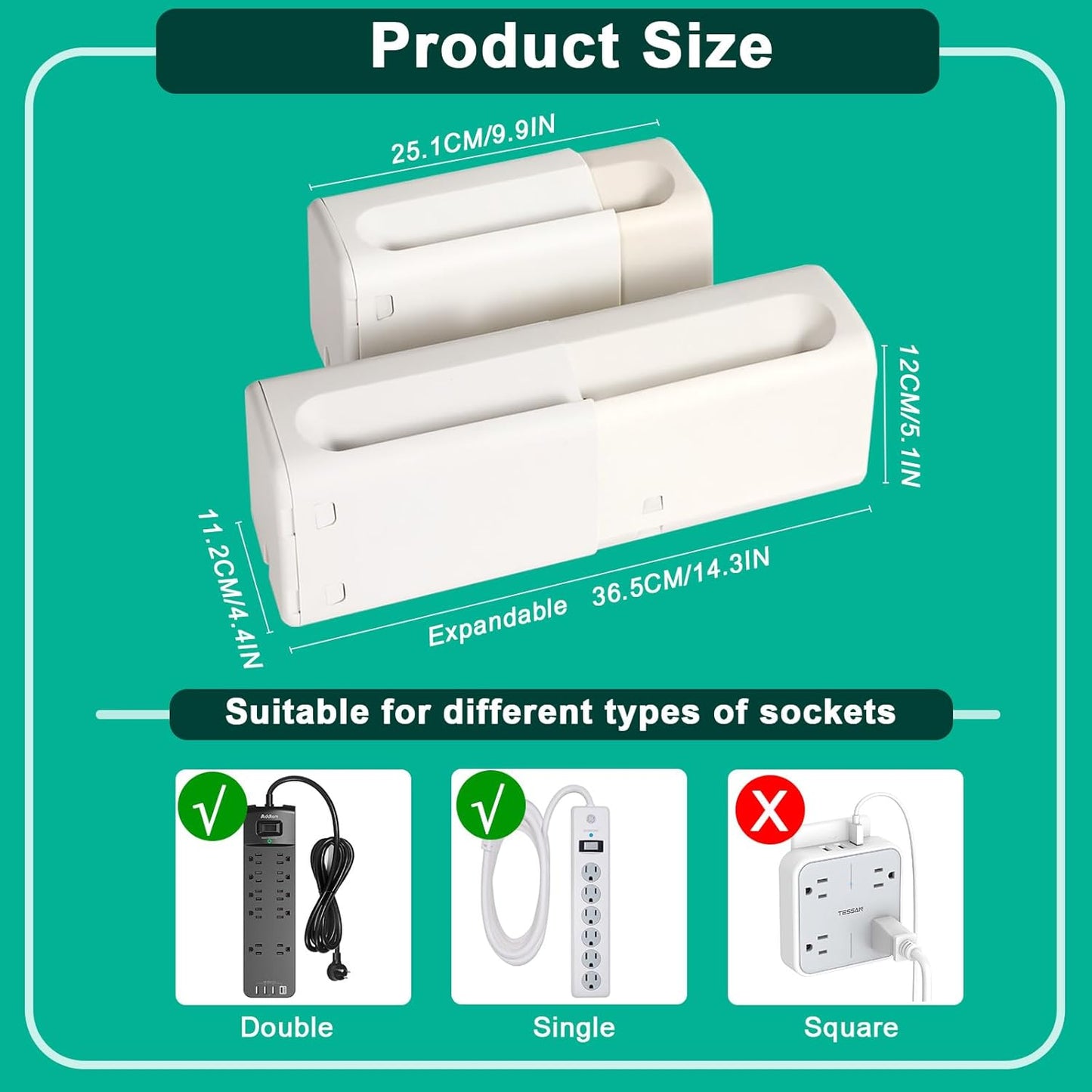 Improved Power Strip Cover Box(1 Pack) 丨Outlet Covers Baby Proofing丨Baby Safety Products丨Adjustable