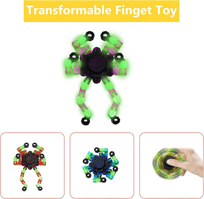Fidget Spinners, DIY Transformable Chain Robot Finger Spinner, Glow in The Dark Deformable Creative