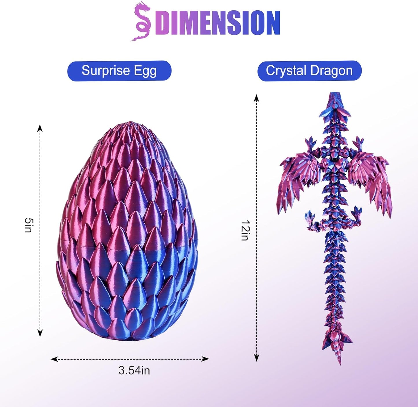 12inch Fly Dragon Egg, Year of The Dragon, 3D Printed Dragon, Executive Desk Toys, Articulated