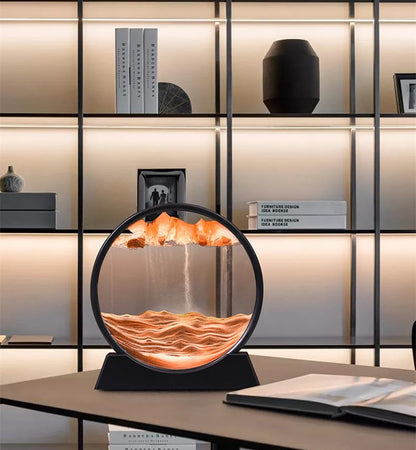 Moving Sand Art Picture in Motion Round Glass 3D Deep Sea Landscape, Dynamic Sand Art Sandscapes