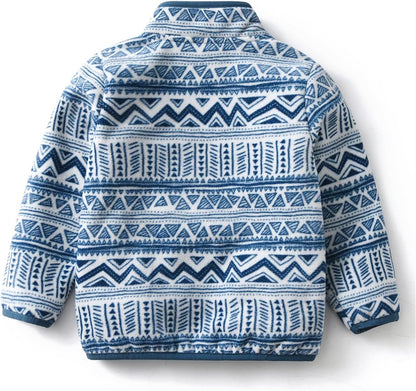 Kids Printed Polar Fleece Jacket Toddler Baby Boys Girls Autumn Winter Warm Sherpa Lining Outerwear