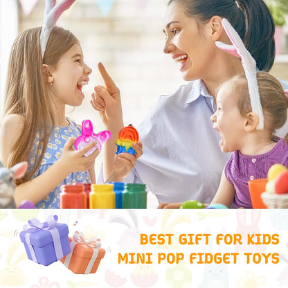 24Pcs Easter Pop Fidget Toys, Mini Easter Simple Pop Fidget Toys for Kids Boys Girls Toddlers