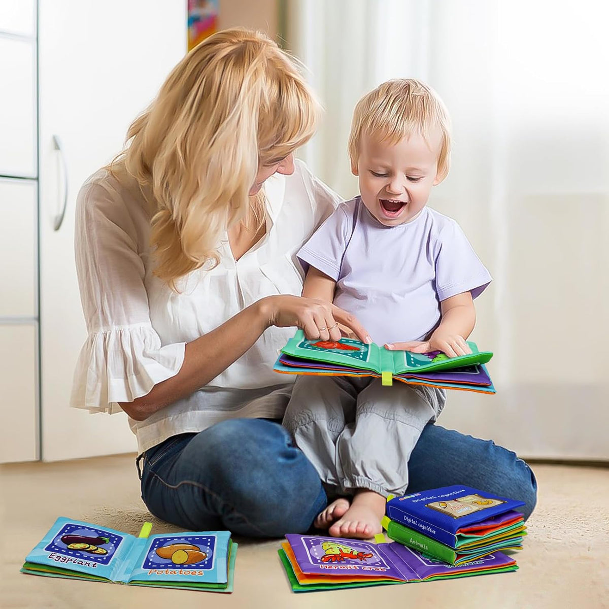 Dr.Rapeti Soft Cloth Books Baby Books Bath Books 6-Pack for Baby Infant Toddler Kids Crinkle