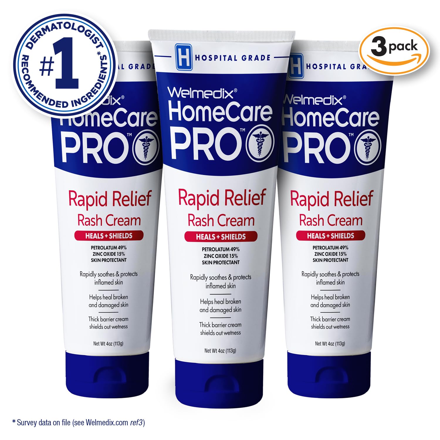 Welmedix Rapid Relief Diaper Rash Cream with Zinc Oxide, Hospital Grade Barrier Cream for Adults