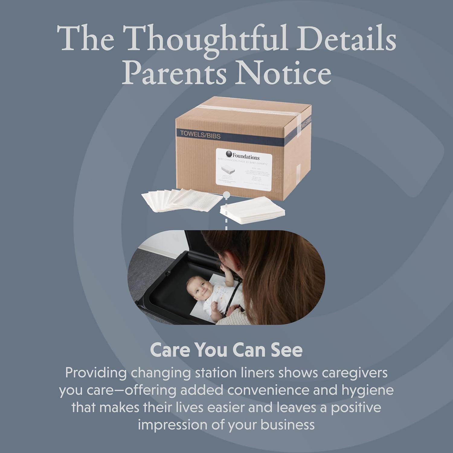 Foundations 2-Ply Disposable Non-Waterproof Baby Changing Station Liner Refills for Commercial