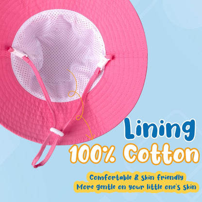 Baby Sun Hat Kids Summer UPF 50+ Toddler Bucket Hat Wide Brim Adjustable Beach Hats for Boys Girls