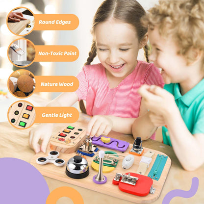 Potatomato Montessori Busy Board - Wooden Sensory Toys for Toddlers -Activity Board Toys for Fine