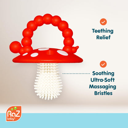 RaZbaby Soft Silicone Infant & Baby 3M+ Teether Toy Massaging Bristles Teething Relief Pacifier
