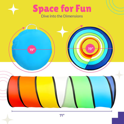 Kids Play Tunnel Set for Toddlers Double Tunnels for Indoor and Outdoor Fun | Pop-Up Crawl Tunnels