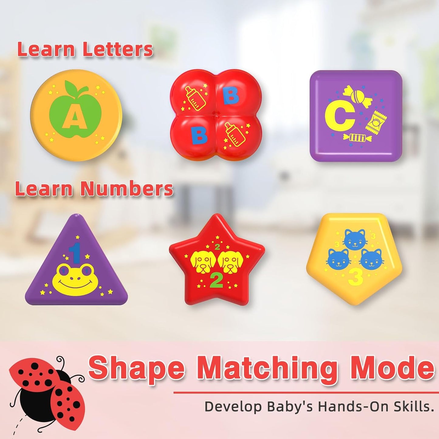 Baby Crawling Toys 6-12 Months,Musical Ladybug Crawling Toy for Infants 0-3-6 7 8 9 10 12-18