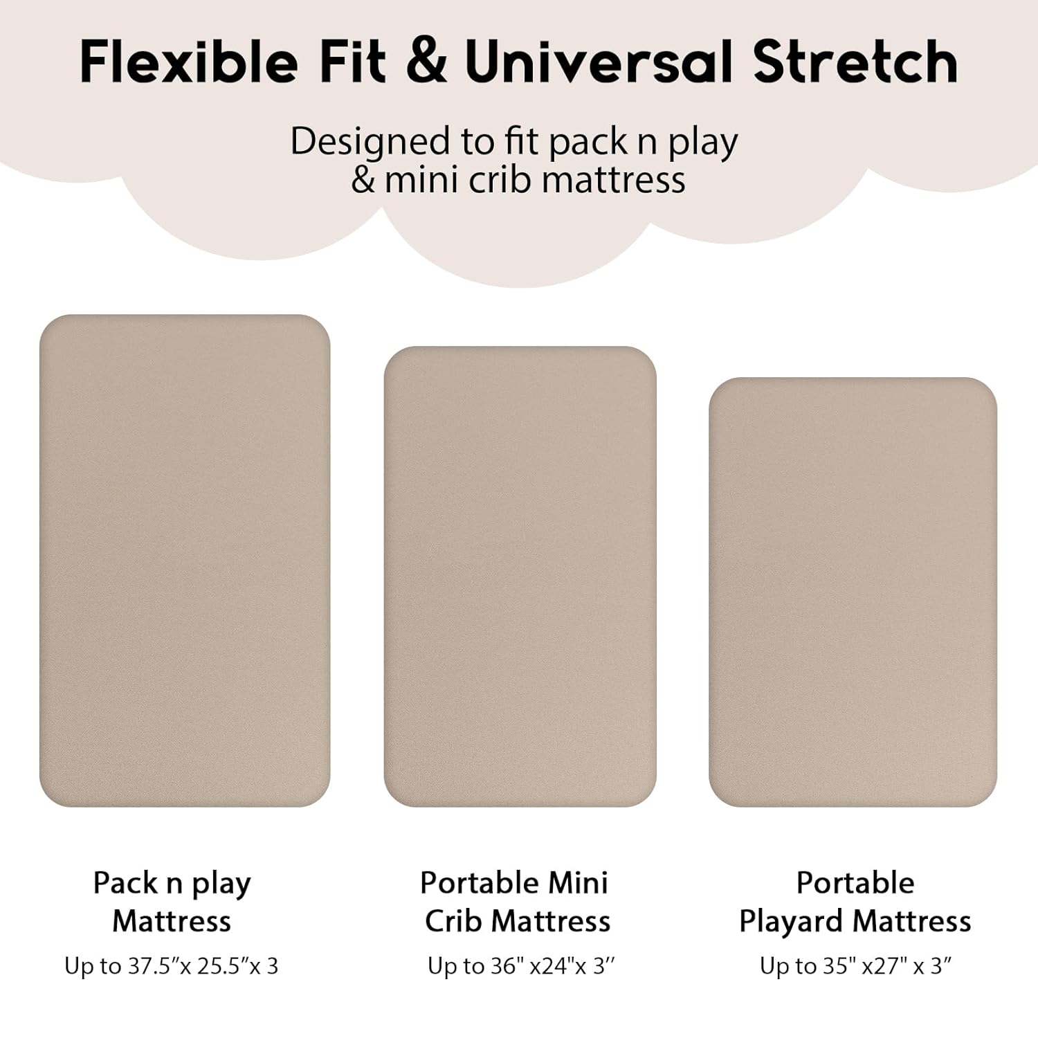 Yoofoss Pack and Play Sheets Fitted, Mini Crib Sheets 2-Pack for Pack N Play Mattress, Stretchy
