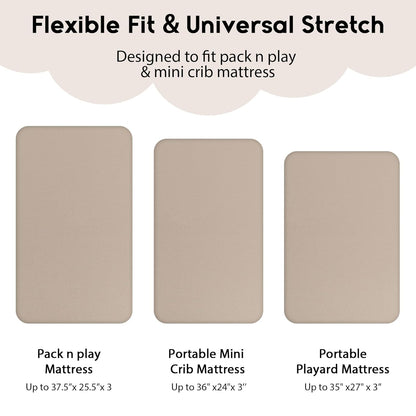 Yoofoss Pack and Play Sheets Fitted, Mini Crib Sheets 2-Pack for Pack N Play Mattress, Stretchy