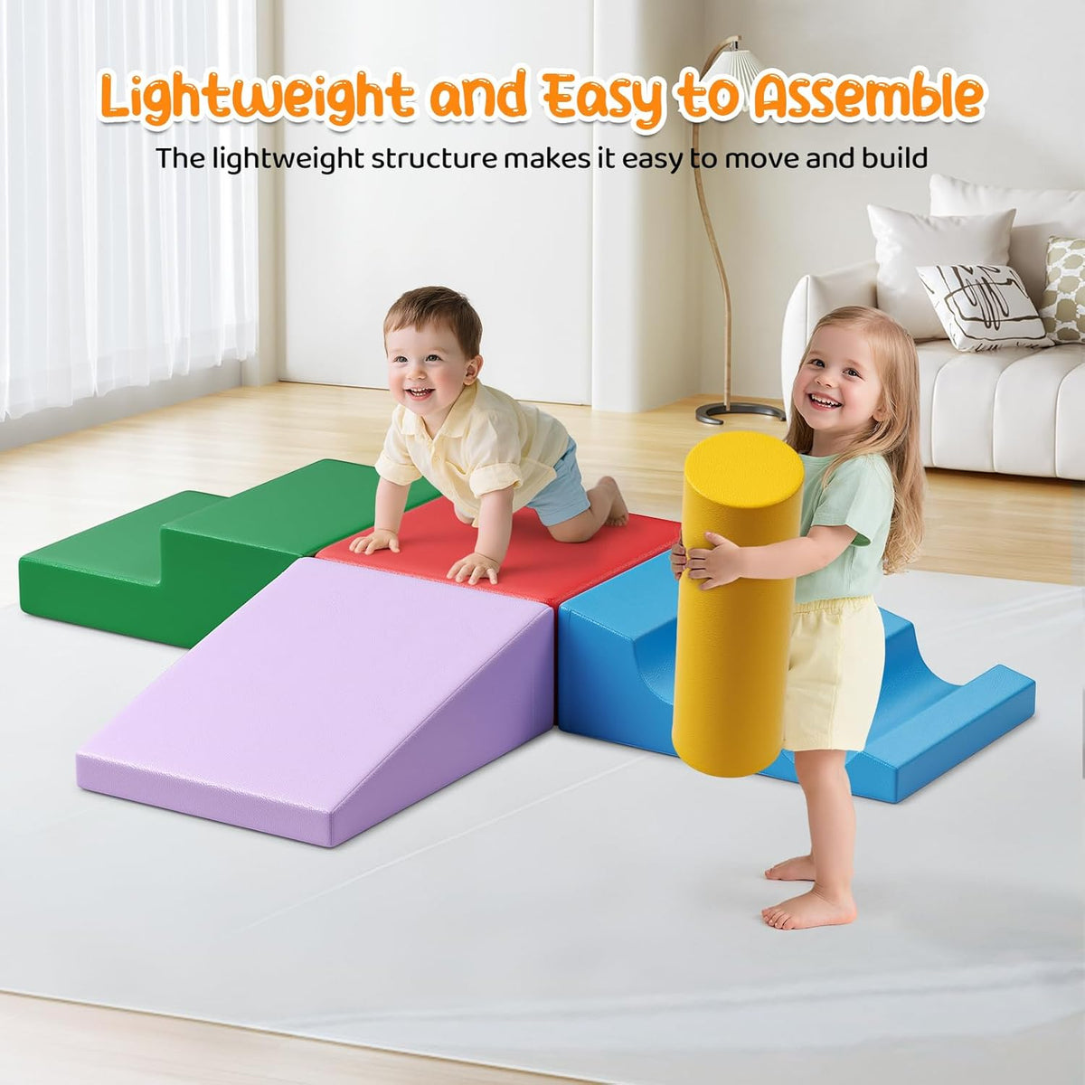 Lischwert Foam Climbing Blocks for Toddlers 1-3, 8pcs Soft Play Set with Crawling Exploration Toys