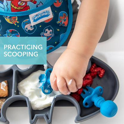 Bumkins Baby Utensils Set, Chewtensils Silicone Spoons for Dipping, Self-Feeding, Baby Led Weaning