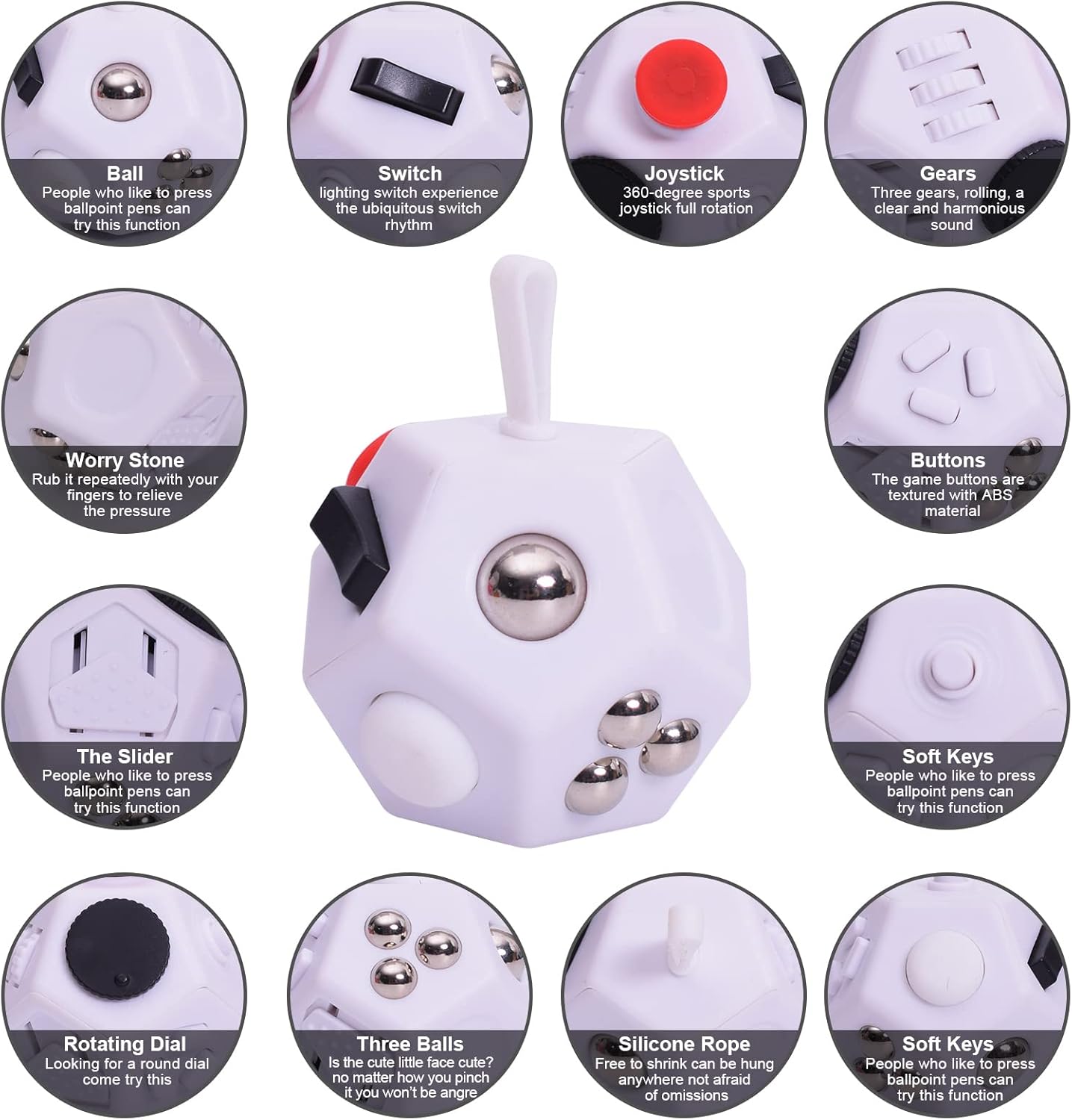 Mini Fidget Toys,12 Sides Finger Cube,Sensory Toys Relief Stress,Autism and Anxiety Depression Anti