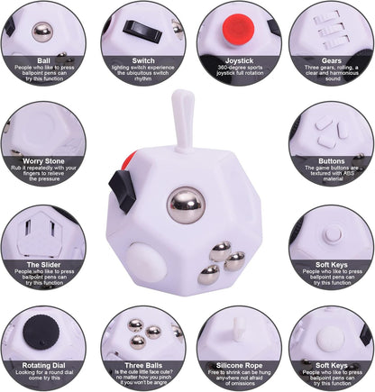 Mini Fidget Toys,12 Sides Finger Cube,Sensory Toys Relief Stress,Autism and Anxiety Depression Anti