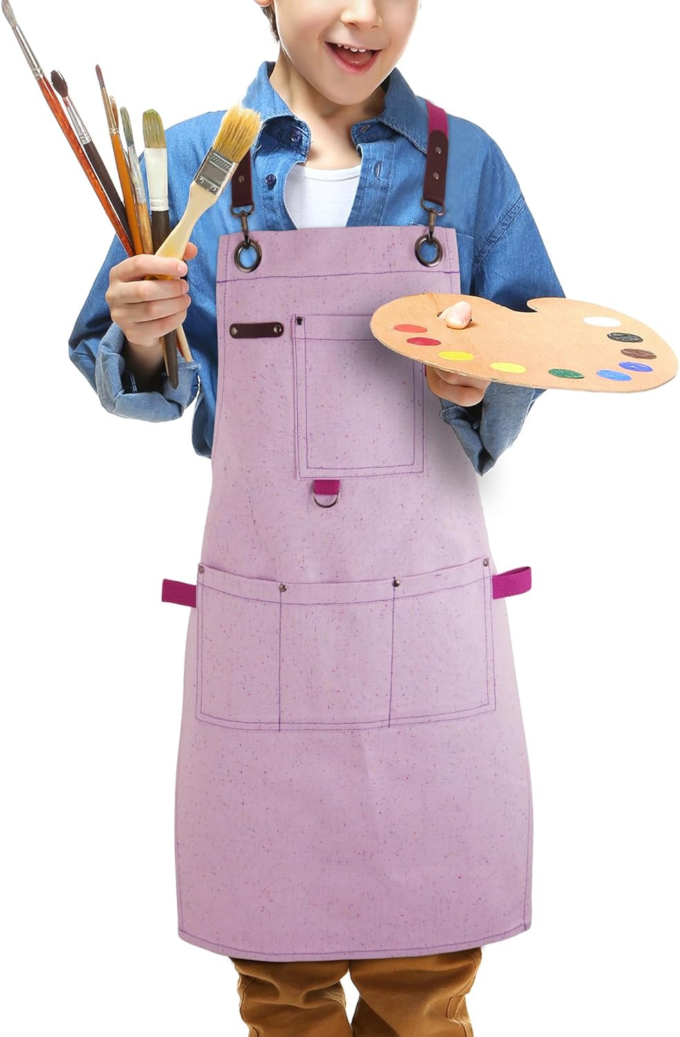 Kids Art Aprons for Painting, Gardening, Cooking, Multiple Pockets, Kids Smock for Boys & Girls