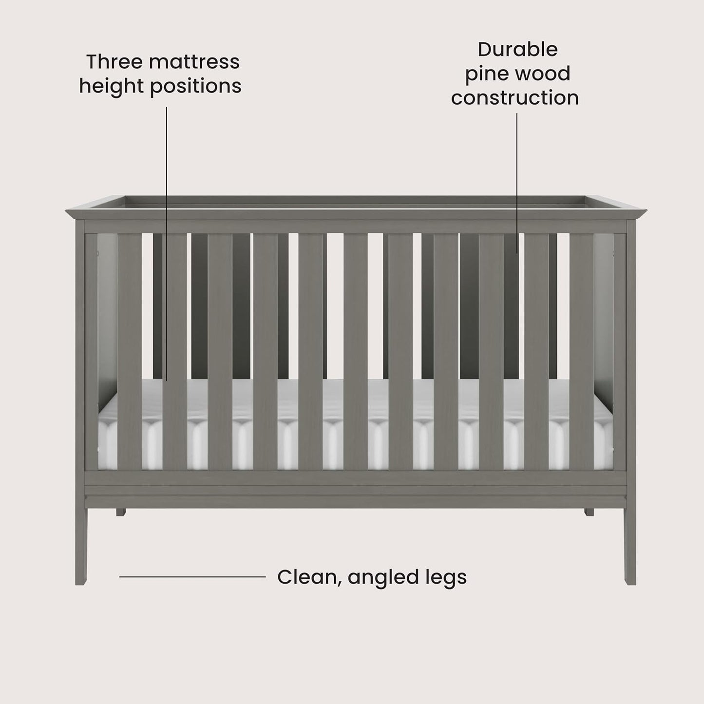 Child Craft Atwood 3-in-1 Convertible Crib, Baby Crib Converts to Day Bed, Toddler Bed, 3