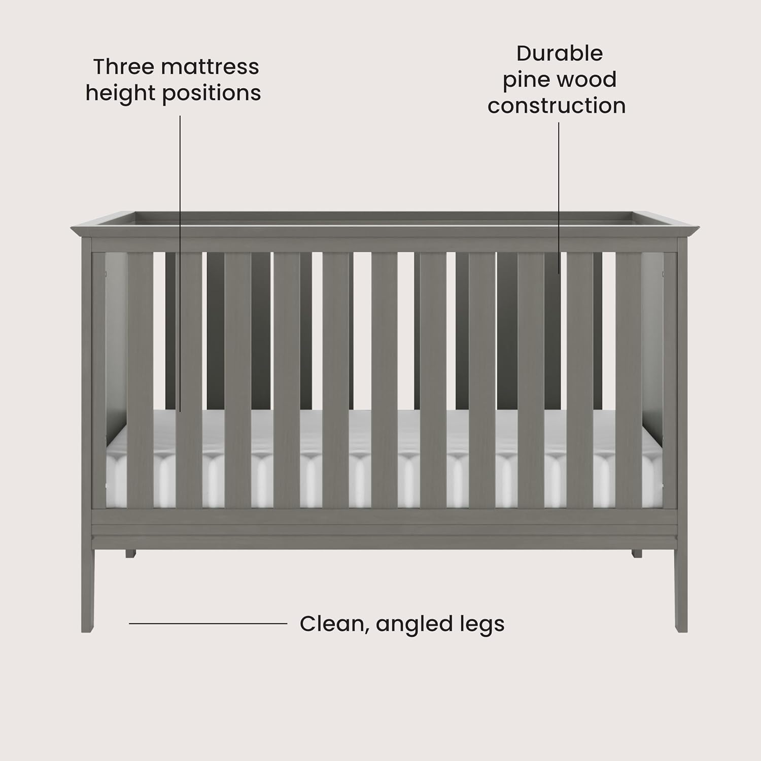 Child Craft Atwood 3-in-1 Convertible Crib, Baby Crib Converts to Day Bed, Toddler Bed, 3