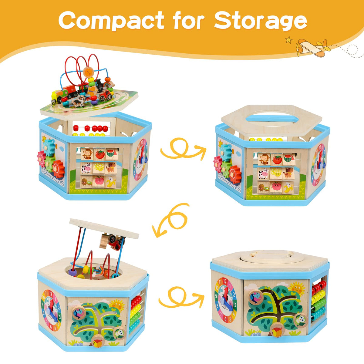 Wooden Activity Cube 9-in-1 Montessori Toys for 1+ Year Old Boys Girls Educational Learning Toys