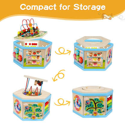 Wooden Activity Cube 9-in-1 Montessori Toys for 1+ Year Old Boys Girls Educational Learning Toys