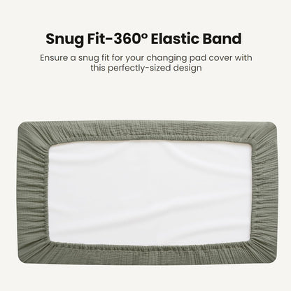 Konssy Waterproof Muslin Changing Pad Cover 2 Pack, Quilted Cotton Fitted Diaper Chang Table Cover