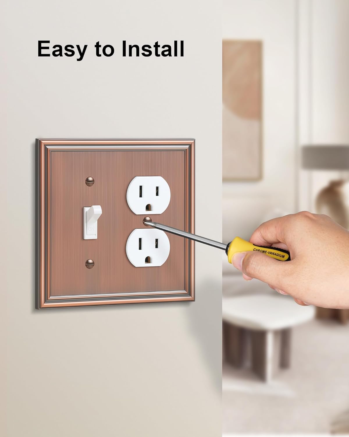 2-Pack Combo Toggle/Duplex Light Switch Cover Plate, Antique Copper Wall Outlet Cover Plate