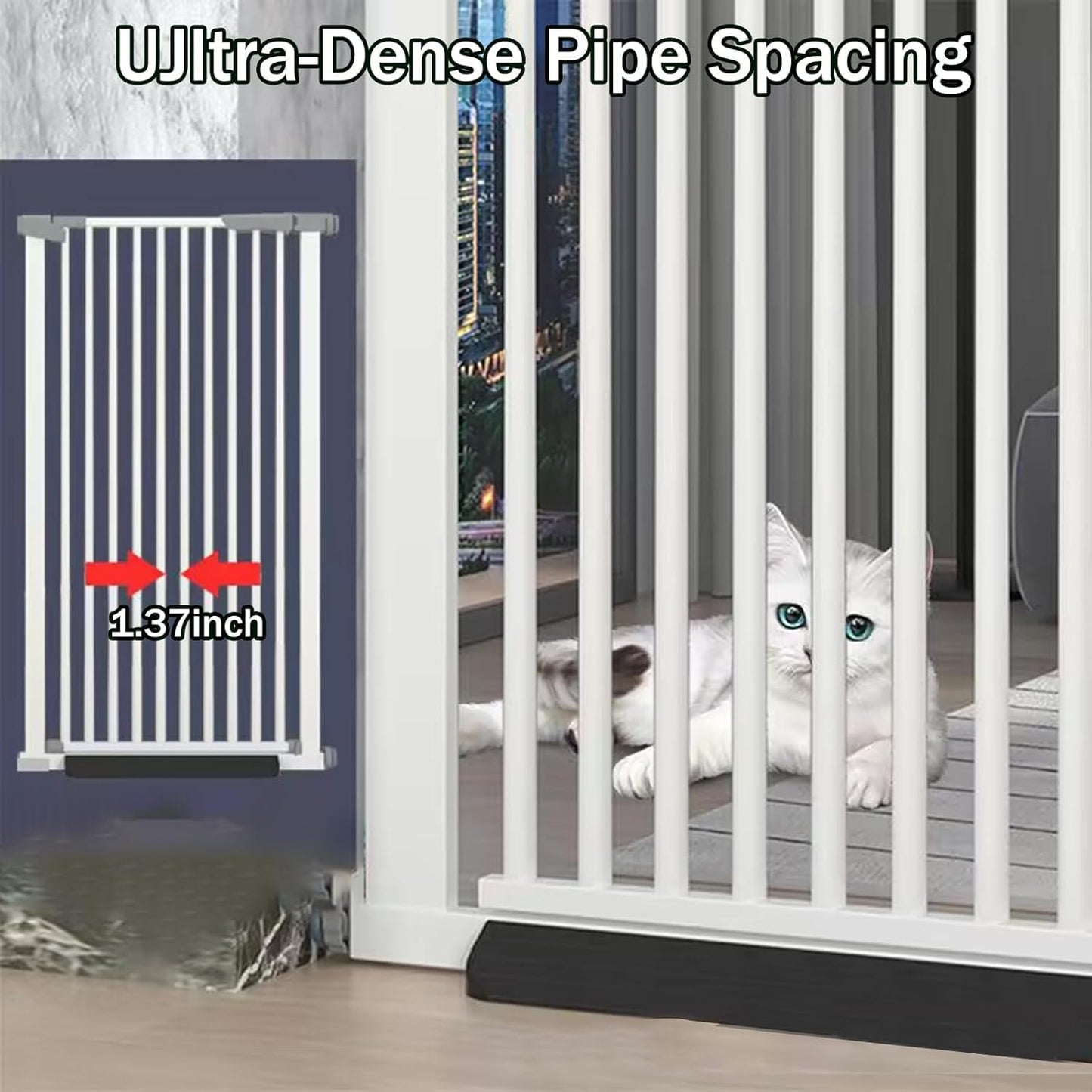 51 Inch Extra Tall Baby Gate Auto Close Cat Gate Adjustable 29.92"-43" Wide Pressure Mounted Pet
