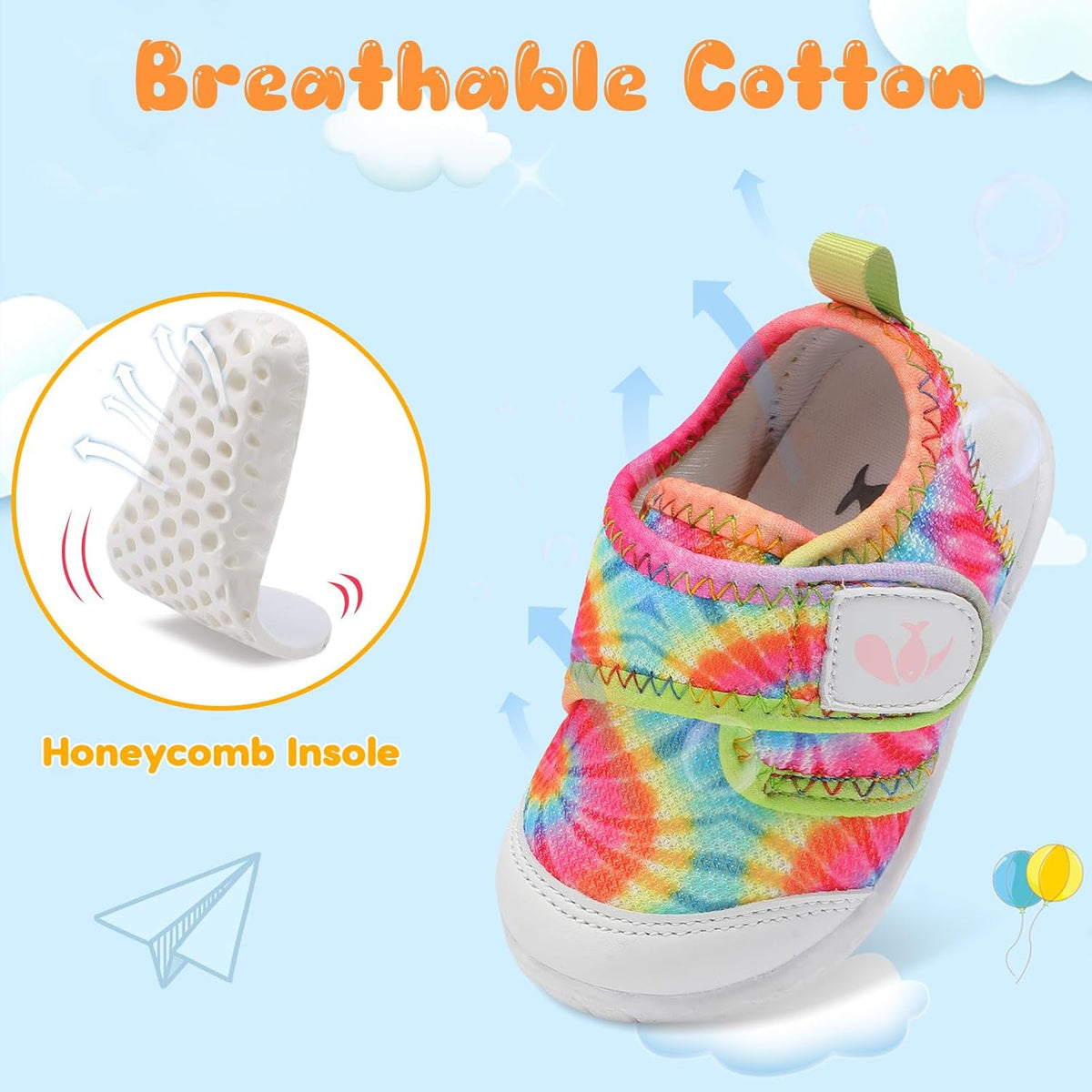 FEETCITY Baby First Walking Shoes Boys Girls Infant Sneakers Crib Shoes Breathable Lightweight Slip