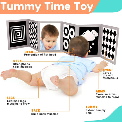 Black and White High Contrast Baby Books Flash Cards Tummy Time Mirror Toys Newborn Toys 0 6 Months